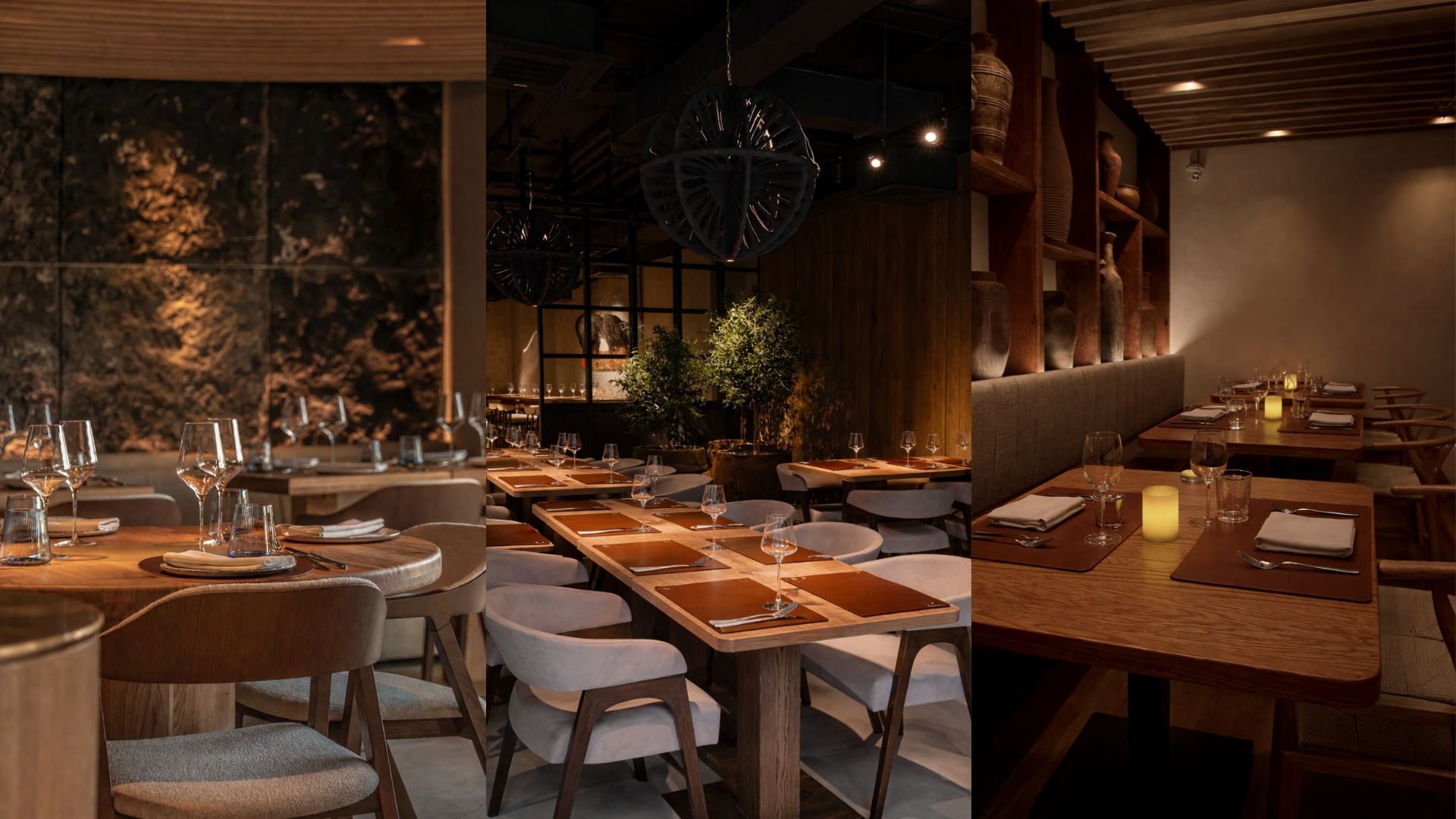 Mesa de restaurante elegante com sousplat Atmos